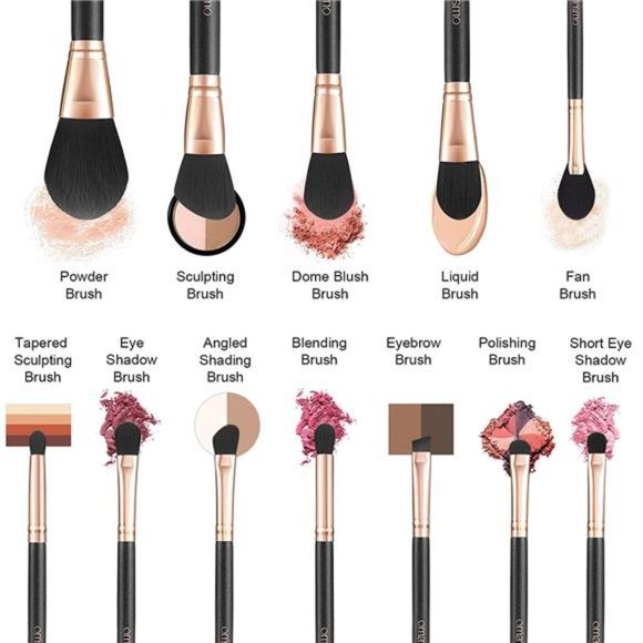 Makeup Brushes Set Professional (12Pcs),Premium Synthetic Powder,Eyeshadow Brush - Picture 4 of 7
